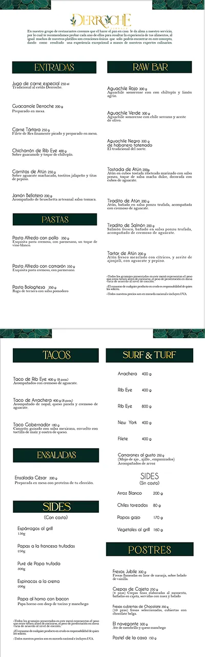 Carta de Derroche Terraza